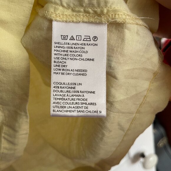 Butter Yellow Linen Sleeveless Babydoll Peplum Top - Picture 3 of 6